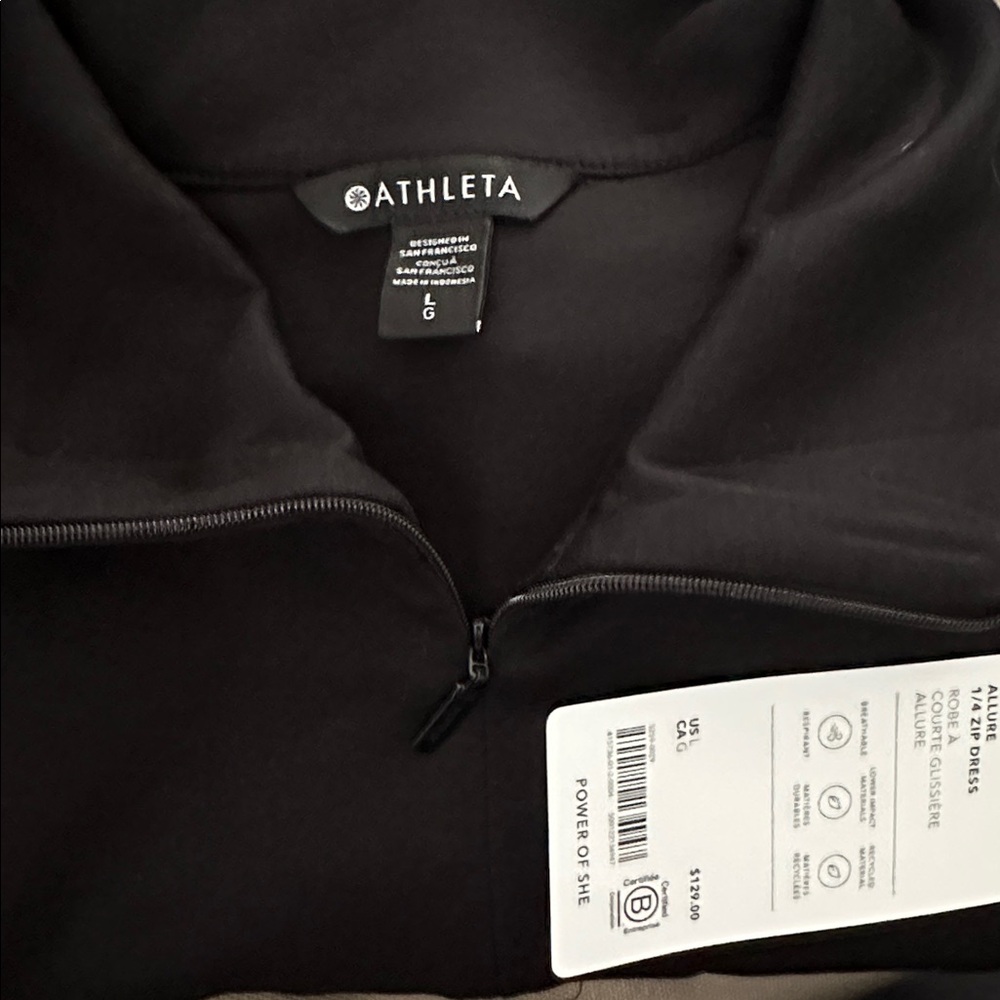 Dresses NWT Athleta Allure 1/4 Zip Dress Size Large Black - Picture 3 of 3